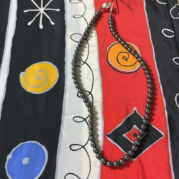 Hematite Round Bead Necklace w/ Magnetic Closure Hand Crafted - Picture 5 of 5